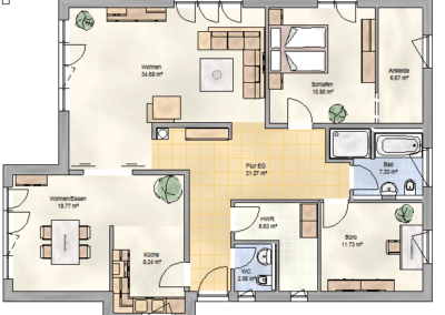 Massivhaus Spree B 134 Bungalow Grundriss